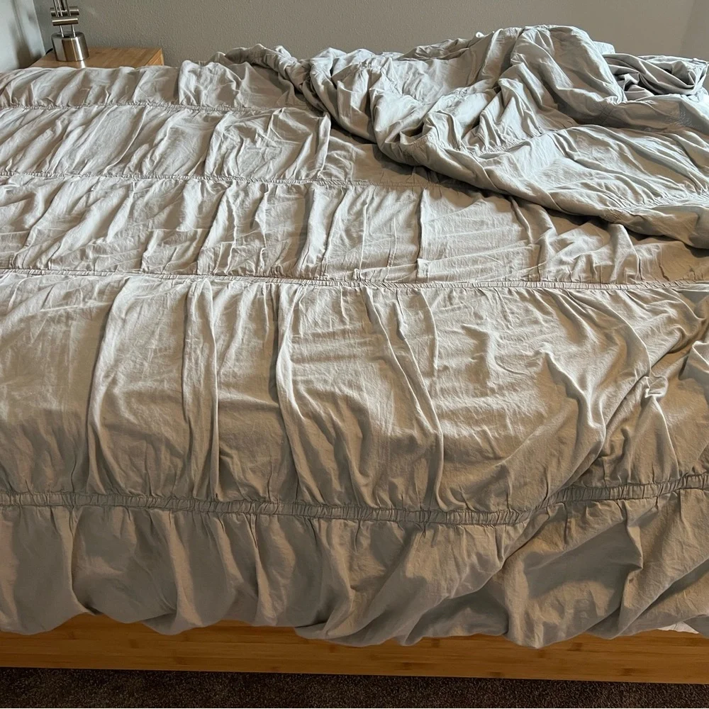 West Elm Slate Gray Quilted Duvet Cover